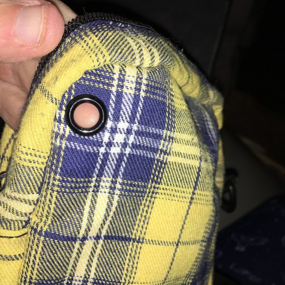 Mini Plaid Blue and Yellow Mini Backpack by Holly n Unisex Crossbody Bag Adjusta - Picture 9 of 10